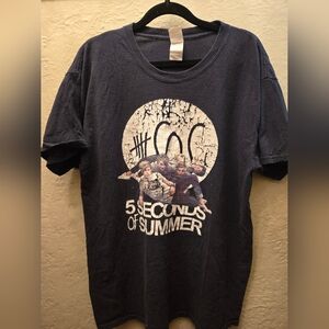 5 Seconds of Summer Y2K Graphic Band T-Shirt | Black | XL | Gildan Cotton